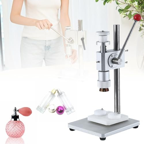 LJLAO Höhenverstellbare Kleine Verschließmaschine, Parfümflaschen-Düsenverschließmaschine, Für Flaschenverschlüsse Mit Einem Durchmesser Von 13–22 Mm, Geeignet Für Die Verpackungsindustrie,Silver