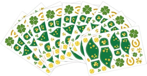 St. Patrick's Day Decor, Easy Peel Shamrock Stickers, Green Shamrock Wall Decals, Floor Stickers, Shamrock Foot Stickers, Festive Footprint Wall Decals for Store, Offices, School Decor