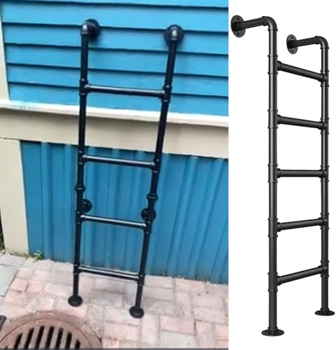 JXIPANUL Scala di Uscita per finestre da seminterrato - 3,3 Piedi 4 Piedi 5 Piedi 6 Piedi 7 Piedi 8 Piedi, Scala per Letto a Castello in Ferro battuto, Scala di Sicurezza Laterale per Letto