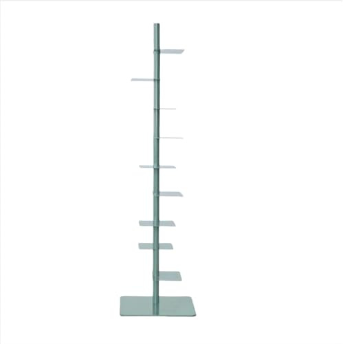 JWSYBD Bibliothèque en métal de 9 étages, étagère de Rangement en Fer, Tour à Livres Verticale, bibliothèque Ouverte rotative à 360 degrés du Sol au Plafond, adaptée au Salon et au Bureau (Vert)