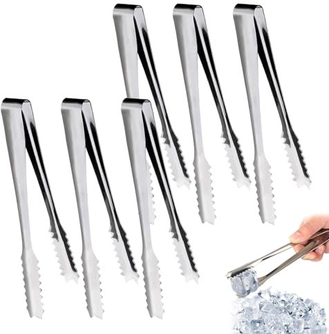 6 Stück Candy Bar Zubehör,Edelstahl Zuckerzange,15cm Candybar Zubehör Set,Eiszange Servierzange Süßigkeiten Zange für Küche Hochzeit Party Bar Picknick - Silber