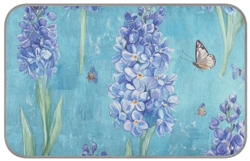 Rustikale Hyazinthen, türkis, florale Blume, Sommer, kühlende Hundebetten, selbstkühlende Decken für Outdoor-Katzen für Schweine, weiche Mantas frías para Perros M