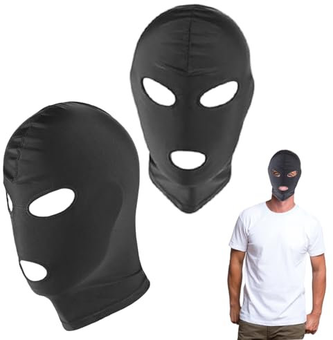 Bansusu 2 Pcs Front Man Mask Full Cover Show Your Eyes and Mouth Personalised Face Masks Breathable Elastic Full Face Mask for Couple Games Party Carnival Night Role Playing Mask