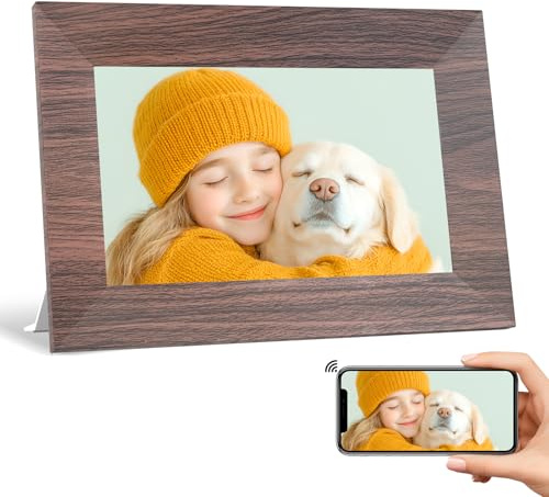 BWJBSW WiFi Cornice Digitale 7 Pollici, IPS Touchscreen Cornice Elettronica, Memoria Integrata da 32GB, Cornice Foto Digitale per Condividere Immagini, Video e Musica, Supporta Sveglia, Auto-Rotazione