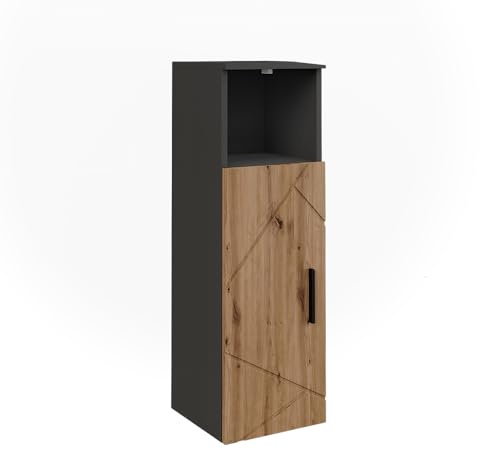 Vicco Midischrank Irma, Anthrazit/Goldkraft Eiche, 30 x 93 cm | mit 1 Tür, zur Aufbewahrung von Badutensilien und Handtüchern