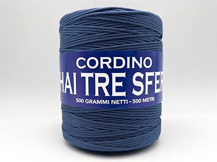 CORDINO THAI TRE SFERE 500GR/500MT PER BORSE E LAVORI ALL'UNCINETTO (BLUE GRANITE 235)