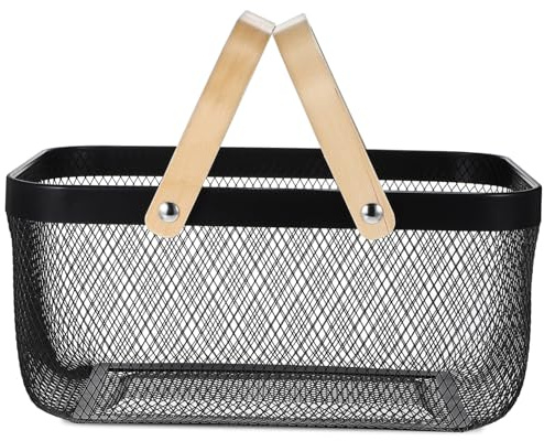 OUFGXZL Cestino portaoggetti in Filo di Ferro, Multifunzione, Organizer da Cucina for Frutta e Verdura, Design in Ferro battuto con Maniglia for Picnic a casa e Shopping.