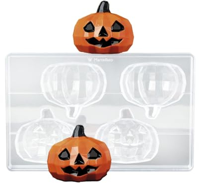 dekora - Moule chocolat et bonbons Halloween Citrouille 3D grand format – Plastique alimentaire 27,5 × 17,5 × 4,8 cm – Réutilisable