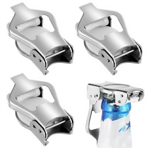 Yuanchu 3 Stück Bierflaschen Edelstahl Flaschenöffner, Klappbarer Bierflaschenverschluss mit Dichtung, Tragbarer 2-in-1 Flaschenöffner und Versiegeler für Bar, Camping, Outdoor