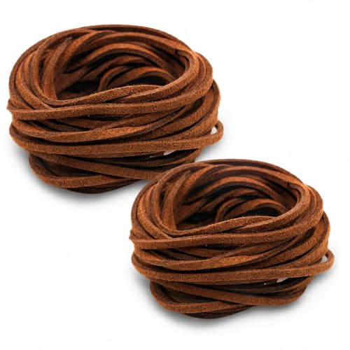 2 Stück Lederband, Lederriemen Meterware Echtes Leder, Braun,3mm x 10 m