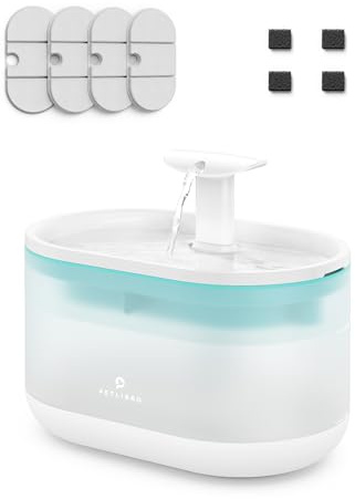 PETLIBRO Pet Water Fountain, Visible Water Level Design, 2.1L Quiet Pet Water Dispenser with Dual Water Modes and 4 Replacement Filters for Cats and Small Dogs, Blue