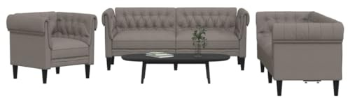 CKioict 3-TLG. Sofagarnitur Taupe Stoff Sofa Sessel Polstergarnitur Wohnzimmergarnitur mit strapazierfähigem Stoff und bequemer Polsterung