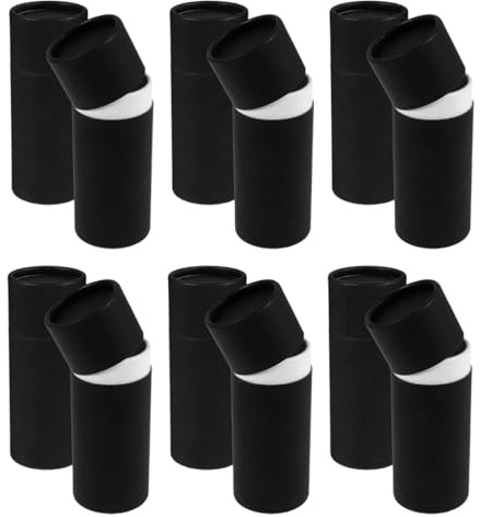 PACKOVE 12pcs 30ml Black Paperboard Tubes with Lid Cylinder Container for Essential Oil Bottle Packaging, Kraft Paper Tube Storage Box for Shipping and Packing