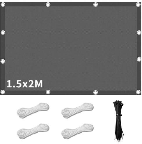 Sonnensegel Wasserdicht Rechteckig mit Ösen,Sonnensegel Rechteck 1.5x2m,Sonnenschutz Windschutz,inkl Befestigungsseile,Markisenstoff 95% UV Schutz,für Garten Balkon Terrasse