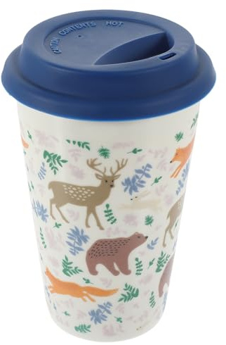 DOITOOL Taza de Cerámica sin Asa para Navidad, con Tapa de Silicona y Cuchara, Taza para Café y Té, Vaso Navideño para Fiestas y Uso en Hogar y Oficina, Diseño Festivo Color Aleatorio