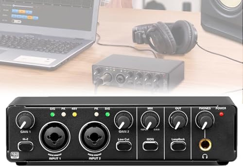 Interfaz de audio de 24 bits, 192 kHz, preamplificador de micrófono, tarjeta de sonido de grabación integrada para transmisión en vivo y grabación profesional