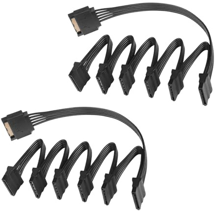 XRYIMYI 2PCS connecteurs SATA 15 broches Stromverteiler Kabel 1 auf 3 SATA Power Splitter Adapter, 15 Pin SATA Kabel für HDD SSD DVD Laufwerk, rechtwinklig, stabile Stromversorgung, Plug and Play