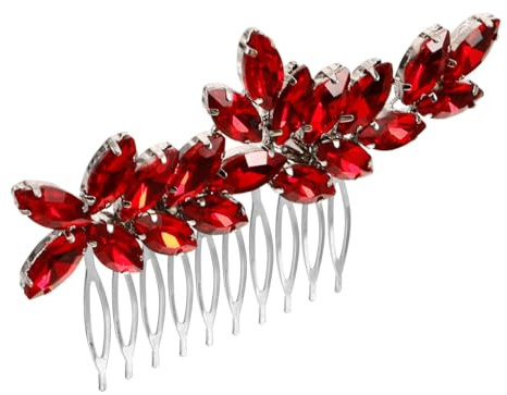 MINAOLULUS Eleganter Seitlicher Haarkamm mit Funkelnden Strasssteinen aus Zinklegierung Einfacher Haarschmuck für Braut und Brautjungfern bei Hochzeiten in Rot