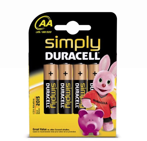 Duracell Simply Batterie alcaline, Stilo, AA, confezione 4 pezzi