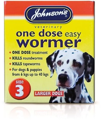 Johnson's One Dose Easy Wormer Dogs Up To 6-40kg SIZE 3 (TP)(JEDWL/REDPACK)