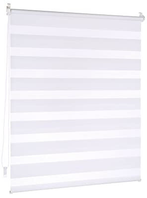 Victoria M. Doppelrollo Klemmfix ohne Bohren, 70 x 150 cm (BxH) Weiß, Rollo Fensterrollo lichtdurchlässig & verdunkelnd，Duo-Rollo Klemmmontage Zebrarollo für Fenster & Türen