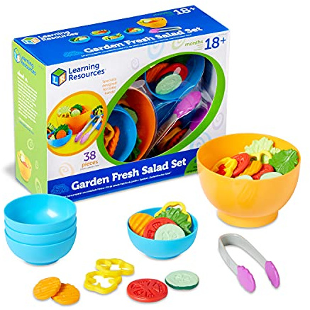 Learning Resources New Sprouts Erntefrische Salate, Ab 2 Jahren, Spiellebensmittel Set aus Kunststoff, Sprachförderung und Rollenspiel für Kinderhände