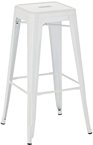 CLP Barhocker Joshua I Stapelbarer Tresenhocker aus Metall I Barstuhl mit Fußstütze I Sitzhöhe 76 cm I Stapelhocker | Farbe weiß