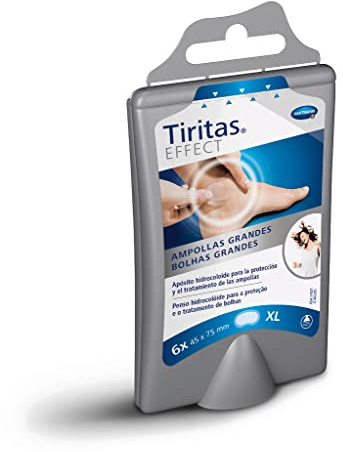 Tiritas Effect Ampollas XL: Alivio de la Fricción y de la Presión; Rozaduras en Talones y Tobillos; Hidrocoloide de un Solo Uso; 6 Unidades