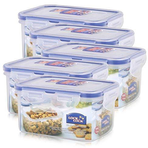 Lock&Lock HPL807 Vorratsdose 470ml - Luft und Wasserdicht - rechteckig (5er Pack)