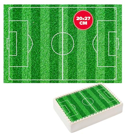 dekora - Feuille comestible football 20x27 cm – Décoration pour gâteaux d’anniversaire d’enfants, Sans Gluten, Sans Lactose, Idéale pour fêtes et événements footballistiques