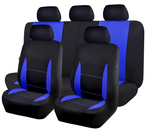 Flying Banner Fundas Asientos Coche Universales para Delanteros y Traseros Compatibles con Airbags Laterales(Juego Completo, Azul)