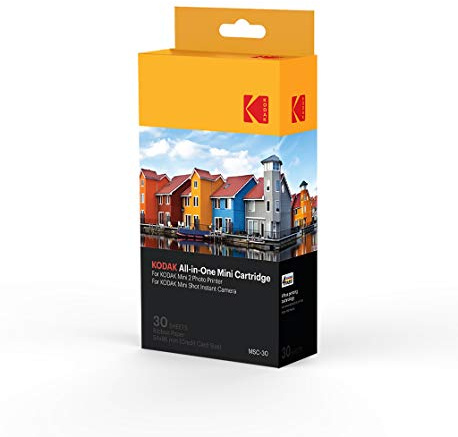 Kodak Cartucho de tinta fotográfica MC – Papel todo en uno y recarga de tinta de color – Pack de 30 – Compatible con cámara de disparo, 2 impresoras