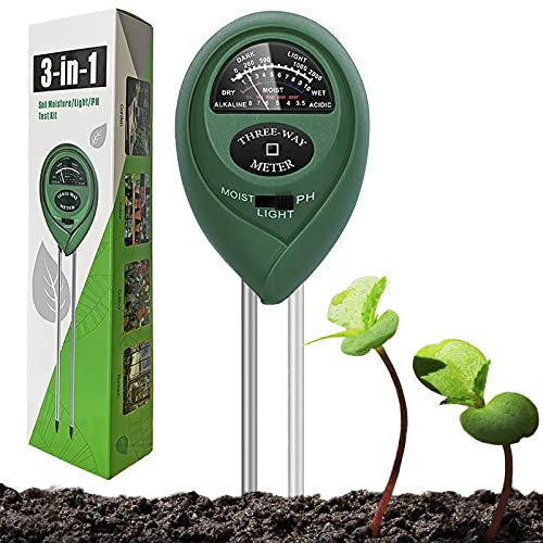 Dooppa Soil PH Tester 3 in 1, Soil Testing Kit Plant Care with Moisture Test,Light Test and PH Test for Garden Care, Bonsai Tree, Farm, Lawn, Indoor & Outdoor Use (Battery Free)