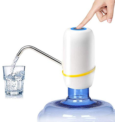 H&RB Water Bottle Pump, Electric Drinking Water Pump 5 Gallon Water Bottle Cooler Dispenser USB Charging Portable Water Dispenser,White
