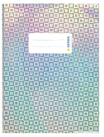 HERMA 19641 Heftumschlag A5 Glamour Silber, Hefthülle mit Beschriftungsetikett aus strapazierfähiger & abwischbarer holografischer Polypropylen-Folie, Heftschoner für Schulhefte, farbig