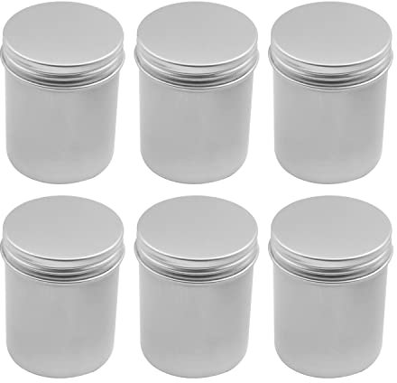 Othmro 6pcs Aluminium Tin Jars, 2.7oz Small Containers Tins with Screw Lids, Empty Can Travel Tins for Candles, Cosmetic, Soap Silver (80ml/2.7oz)