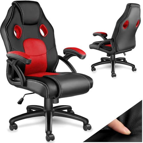 tectake® Chaise Gaming Chaise de Bureau Fauteuil de Bureau Fauteuil pivotant Design 360°, Siege Ergonomique, Fauteuil avec Accoudoirs, Rembourrage épais, Roulette, Hauteur réglable, Teletravail