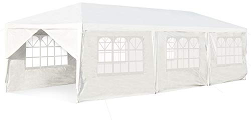 COSTWAY Tonnelle de Jardin 3x9m inclut 6 Murs Amovibles avec Fenêtre sur Côté, 2 Entrées de Porte, Abri Robuste avec Piquets de Terre
