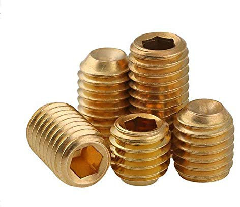 Messing-Innensechskantschrauben mit konkavem Ende mit Innensechskant, Gewindestift, M3, M4, M5, M6, M8, M10, 4 mm, M3 (10 Stück)