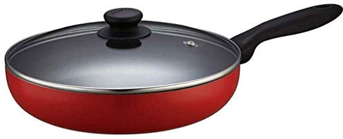 POÊLON, D antiadhésives poêlon avec couvercle, Antiadhésif Sauteuse, titane poêlon, Antiadhésif D Pan, induction Compatible, Rouge Wok