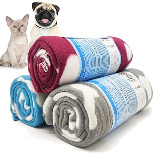BPS 3 Decken für Hunde, Katzen, Haustiere, weiche Decke, 2 Größen zur Auswahl Farben zufällig (Größe M: 80 x 80 cm), BPS-1039 x 3