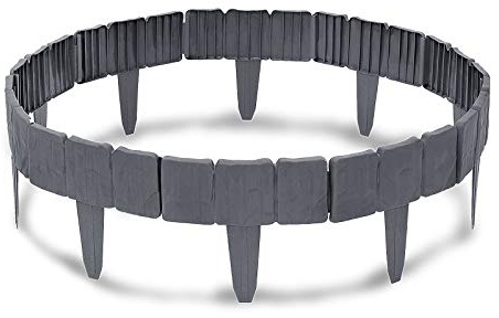 YUENFONG Rasenkante 17,5m Beeteinfassung Kunststoff Stein Optik Beetumrandung Mähkante Palisade Randsteine Garden Border BxHxT: 25x23x1 cm (Anthrazit, 70 Stück)