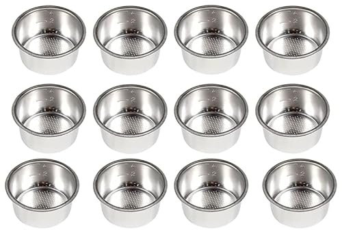 LIZONGFQ 12 Stück 51 mm 4 Tassen ohne Druck für Breville Delonghi Krups Kaffeemaschine Filterkorb Pod Edelstahltasse