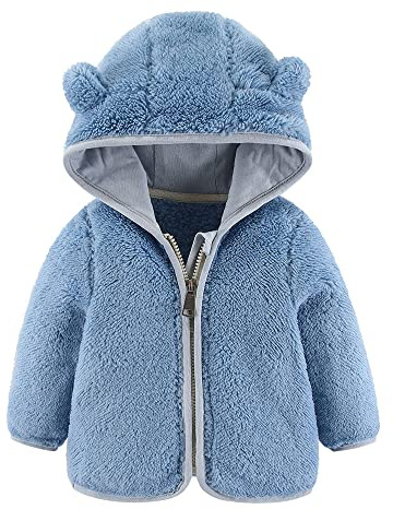 Newborn Infant Baby Boys Girls Cartoon Fleece Hooded Jacket Coat with Ears Warm Todder Kids Outwear Coat Zipper Up 0-6Y