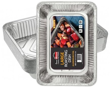 Orion Best House 10 PCS Rectangular Aluminium Foil Baking Trays - Foil Trays Containers for Food Storage, Baking, Roasting, Takeaway and Party, Freezer-Safe Baking Pans (L 43.1 X W 31.3 X H 8.1 cm)