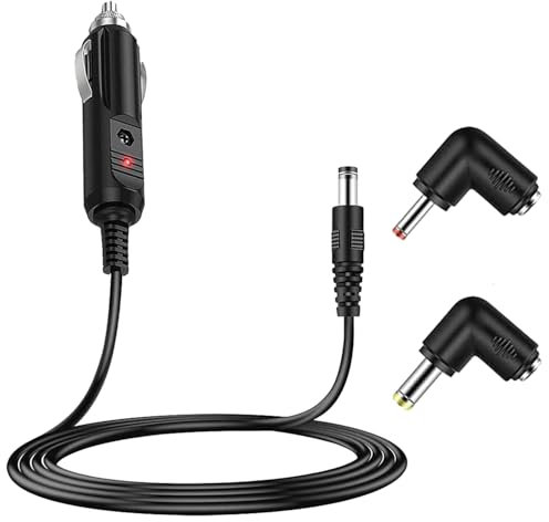 Bloc d'alimentation de Voiture 12 V DC - Câble 5 A - Chargeur Allume-Cigare - 2m - pour Lecteur DVD, routeur, GPS, Appareil Photo, CCTV