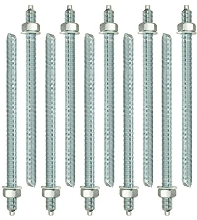 Isolbau Lot de 10 barres d'ancrage M12 x 300 mm - Homologation ETA - Ancrage composite galvanisé avec écrou et rondelle - Ancrage pour charges lourdes