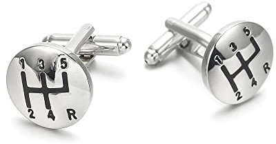 Gemelli a tema automobilistico e moto – Gemelli originali venduti in coppia – Accessorio fantasia per feste o travestimento camicia e giacca da costume, smoking, Scatola ingranaggi, Taglia Unica