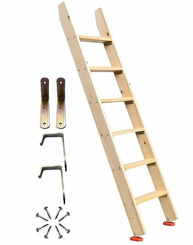 Escalera De Litera Con Escalones De 10cm De Ancho & Soportes De Ganchos & Almohadillas De Goma Para Los Pies, Peso Ligero Escalera De Reemplazo, Madera Escalera De Cama Alta ( Size : 140cm/4.6ft/55.1