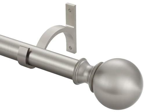 Robusta teleskopgardinstänger, 2,5–304,8 cm, borstad nickel, dekorativa gardinstänger med runda ändar, 2,5 cm (1,5–1 tum) robusta teleskopgardinstänger